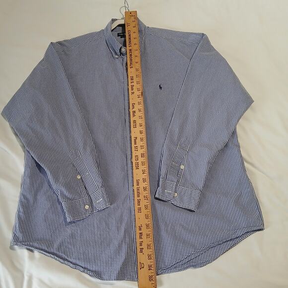 Ralph Lauren Men's XL Blake 100% 2-ply Cotton Blue Check LS Button-Up/Down Shirt - Picture 10 of 12